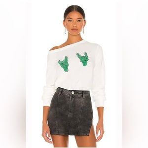 Wildfox Couture Rock On Saguaro Sweatshirt In Ivory.